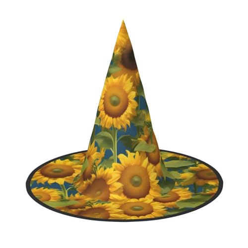 YHBLYKXP Sommer-Sonnenblume, verstellbarer Halloween-Hexenhut mit faltbarer Krempe, für Kostümparty, Karneval, Maskenball von YHBLYKXP