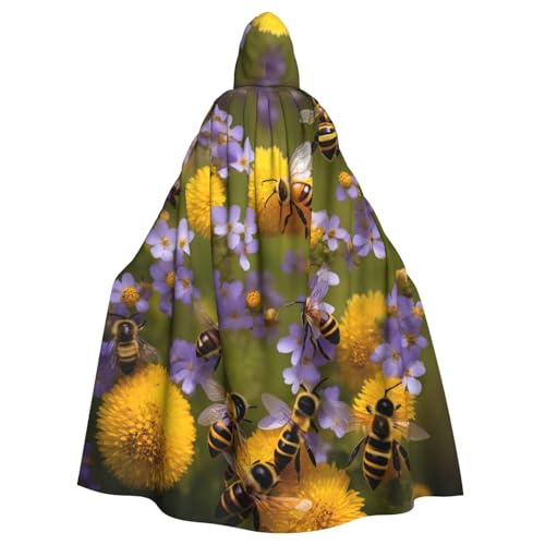 YHBLYKXP Umhang mit Kapuze für Erwachsene, Motiv: Honigbienen und Wildblumen, für Partys, Karneval, Cosplay, Bühnenauftritte, Veranstaltungen von YHBLYKXP