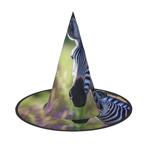 YHBLYKXP Verstellbarer Halloween-Hexenhut mit faltbarer Krempe, Zebrastreifen, für Kostümpartys, Karneval, Maskenball von YHBLYKXP