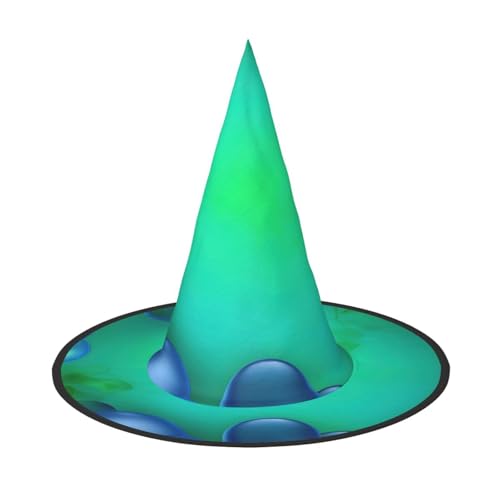 YHBLYKXP Verstellbarer Halloween-Hexenhut mit faltbarer Krempe, für Kostümparty, Karneval, Maskenball, Blaugrün von YHBLYKXP