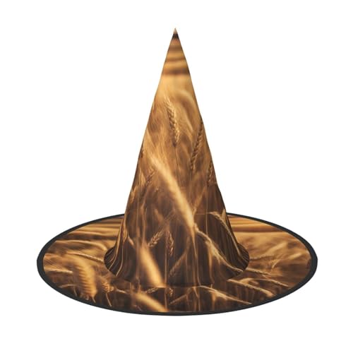 YHBLYKXP Weizenfeld, verstellbarer Halloween-Hexenhut mit faltbarer Krempe, für Kostümparty, Karneval, Maskenball von YHBLYKXP