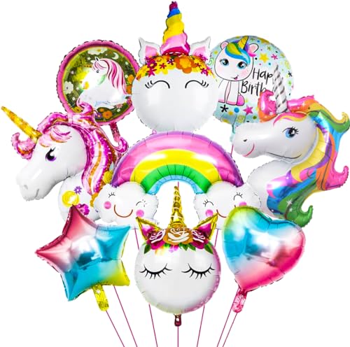 9 Stück Einhorn Luftballons, Einhorn Geburtstagsdeko Mädchen, XXL Einhorn Ballon Set, Farbverlauf Herzen/Sterne/Regenbogen Folienballon, für Deko Geburtstag Mädchen/Einhorn Party Deko 9 Stück Einhorn Luftballons, Einhorn Geburtstagsdeko Mädchen, XXL Einhorn Ballon Set, Farbverlauf Herzen/Sterne/Regenbogen Folienballon, für Deko Geburtstag Mädchen/Einhorn Party Deko von YHBXAMZ