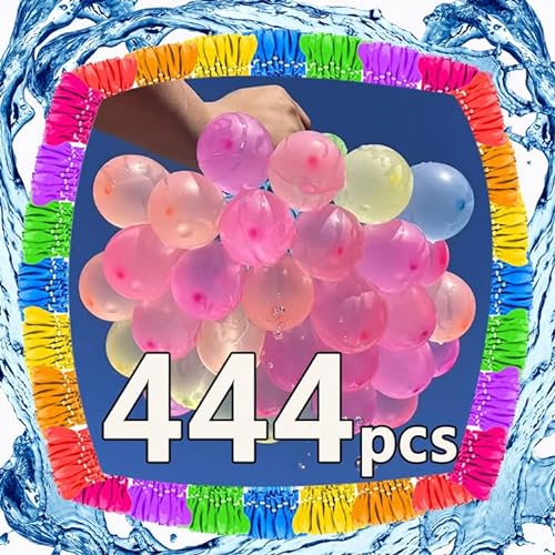 YHBXAMZ 444 Stück Wasserbomben Selbstschließend, 12 Bündel mit je 37 wasserbombem, Wasserballons mit Wasserhahn Anschluss, Wasserbomben Luftballons, Wasserballons Selbstschließend von YHBXAMZ