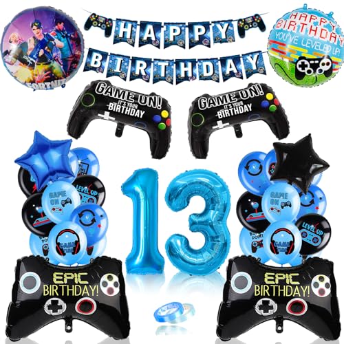YHBXAMZ Geburtstagsdeko Jungen 13 Jahre, Geburtstag 13 Jahre Junge, Fortnit Geburtstagsdeko, Happy Birthday Girlande Banner Deko Junge, Spielthemen Ballon Dekoration YHBXAMZ Geburtstagsdeko Jungen 13 Jahre, Geburtstag 13 Jahre Junge, Fortnit Geburtstagsdeko, Happy Birthday Girlande Banner Deko Junge, Spielthemen Ballon Dekoration von YHBXAMZ