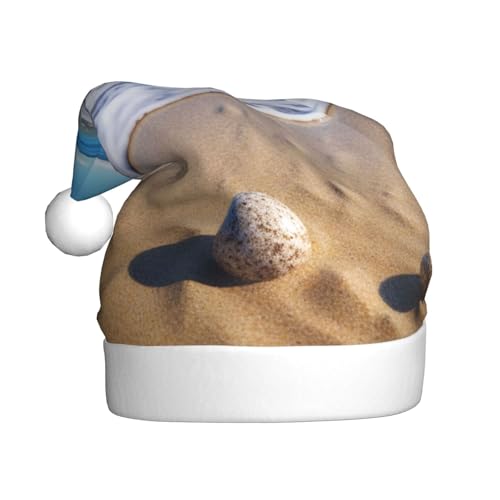 YHLKLWKSZC Bedruckte Weihnachtsmütze mit Strand und Meer, Weihnachtsmannmütze für Erwachsene, Unisex, Urlaub von YHLKLWKSZC