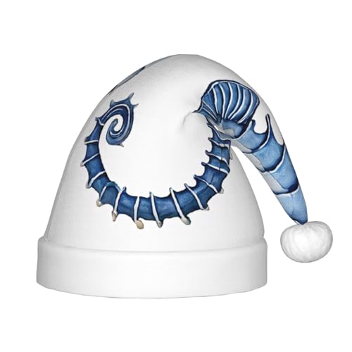 YHLKLWKSZC Blaue Meerjungfrau-bedruckte Weihnachtsmütze, Weihnachtsmannmütze, Weihnachtsmannmütze, weich und bequem, 1 Stück von YHLKLWKSZC