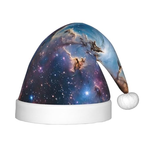 YHLKLWKSZC Bunte Galaxie-bedruckte Weihnachtsmütze, Weihnachtsmannmütze, Weihnachtsmannmütze, weich und bequem, 1 Stück von YHLKLWKSZC