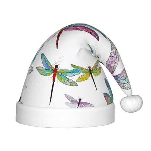 YHLKLWKSZC Bunte Libellen-bedruckte Weihnachtsmütze, Weihnachtsmannmütze, Weihnachtsmannmütze, weich und bequem, 1 Stück von YHLKLWKSZC