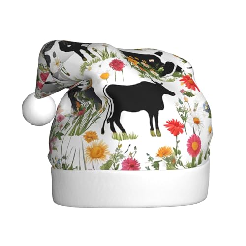 YHLKLWKSZC Cattle Farm Sanctuary bedruckte Weihnachtsmütze, Weihnachtsmannmütze für Erwachsene, Unisex, Urlaubskappe von YHLKLWKSZC