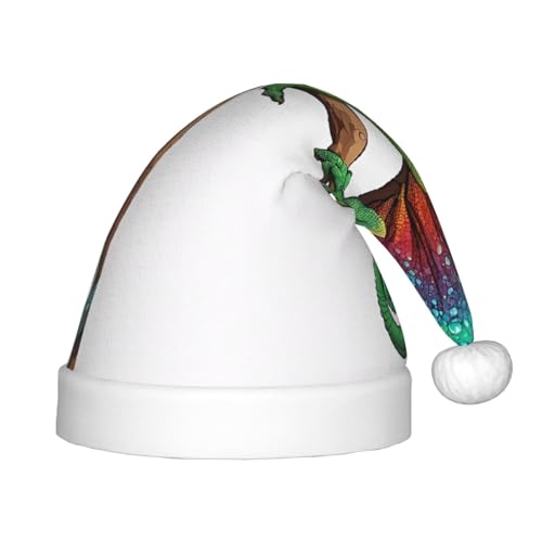 YHLKLWKSZC Chamäleon Listen Music bedruckte Weihnachtsmütze, Weihnachtsmannmütze, Weihnachtsmannmütze, weich und bequem, 1 Stück von YHLKLWKSZC