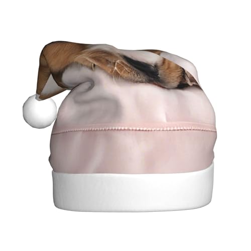 YHLKLWKSZC Golden Retriever Bedruckte Weihnachtsmütze Weihnachtsmannmütze für Erwachsene Unisex Urlaub Weihnachtsmütze von YHLKLWKSZC