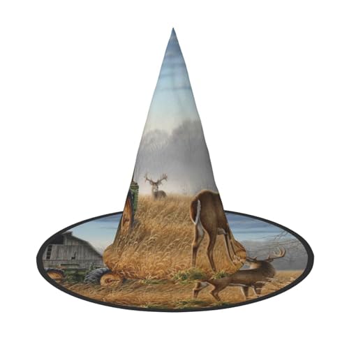 YHLKLWKSZC Halloween-Hexenhüte für Damen, leicht, faltbar, Bauernhof mit Hirschdruck, Hexenhüte für Jungen und Mädchen, Halloween-Hut, Cosplay, Party-Dekorationen YHLKLWKSZC Halloween-Hexenhüte für Damen, leicht, faltbar, Bauernhof mit Hirschdruck, Hexenhüte für Jungen und Mädchen, Halloween-Hut, Cosplay, Party-Dekorationen von YHLKLWKSZC