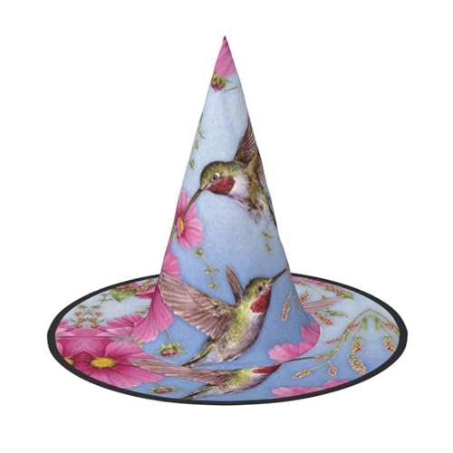 YHLKLWKSZC Halloween-Hexenhüte für Damen, leicht, faltbar, Kolibri mit rosa Druck, Hexenhüte für Jungen und Mädchen, Halloween-Hut, Cosplay, Party-Dekorationen YHLKLWKSZC Halloween-Hexenhüte für Damen, leicht, faltbar, Kolibri mit rosa Druck, Hexenhüte für Jungen und Mädchen, Halloween-Hut, Cosplay, Party-Dekorationen von YHLKLWKSZC