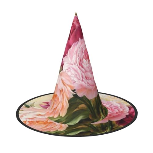 YHLKLWKSZC Halloween-Hexenhüte für Damen, leicht, faltbar, Pfingstrosen, Blumen, Blütendruck, Hexenhüte für Jungen und Mädchen, Halloween-Hut, Cosplay, Party-Dekorationen YHLKLWKSZC Halloween-Hexenhüte für Damen, leicht, faltbar, Pfingstrosen, Blumen, Blütendruck, Hexenhüte für Jungen und Mädchen, Halloween-Hut, Cosplay, Party-Dekorationen von YHLKLWKSZC