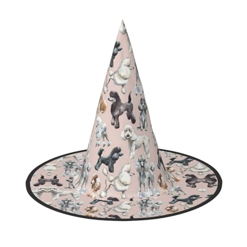 YHLKLWKSZC Halloween-Hexenhüte für Damen, leicht, faltbar, Pudel, Hunde, Druck, Hexenhüte für Jungen und Mädchen, Halloween-Hut, Cosplay, Party-Dekorationen YHLKLWKSZC Halloween-Hexenhüte für Damen, leicht, faltbar, Pudel, Hunde, Druck, Hexenhüte für Jungen und Mädchen, Halloween-Hut, Cosplay, Party-Dekorationen von YHLKLWKSZC
