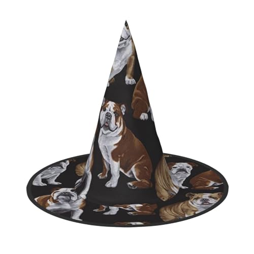 YHLKLWKSZC Halloween-Hexenhüte für Damen, leicht, faltbar, englische Bulldoggen, Druck, Hexenhüte für Jungen und Mädchen, Halloween-Hut, Cosplay, Party-Dekorationen YHLKLWKSZC Halloween-Hexenhüte für Damen, leicht, faltbar, englische Bulldoggen, Druck, Hexenhüte für Jungen und Mädchen, Halloween-Hut, Cosplay, Party-Dekorationen von YHLKLWKSZC