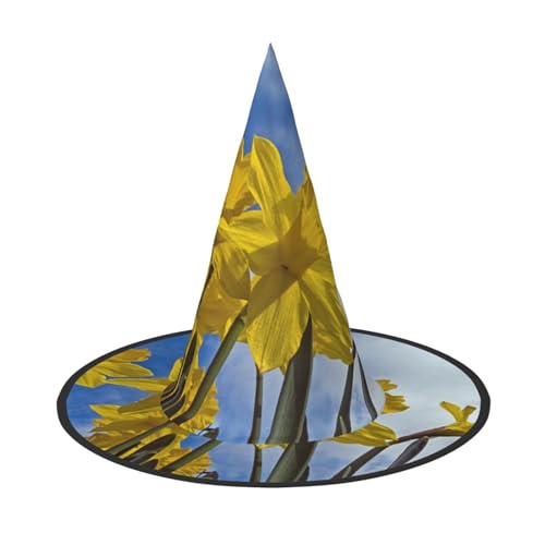 YHLKLWKSZC Halloween-Hexenhüte für Damen, leicht, faltbar, gelbe Narzissen-Druck, Hexenhüte für Jungen und Mädchen, Halloween-Hut, Cosplay, Party-Dekorationen YHLKLWKSZC Halloween-Hexenhüte für Damen, leicht, faltbar, gelbe Narzissen-Druck, Hexenhüte für Jungen und Mädchen, Halloween-Hut, Cosplay, Party-Dekorationen von YHLKLWKSZC