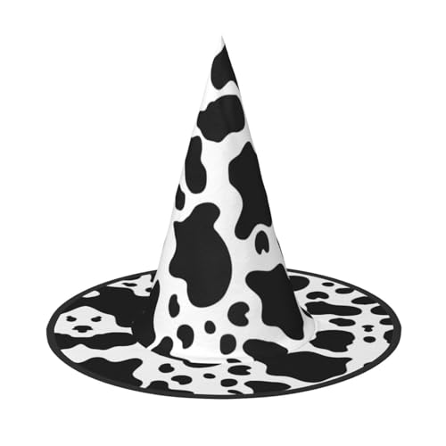 YHLKLWKSZC Halloween-Hexenhüte für Damen, leicht, faltbar, schwarz-weiß, Kuh-Druck, Hexenhüte für Jungen und Mädchen, Halloween-Hut, Cosplay, Party-Dekorationen von YHLKLWKSZC