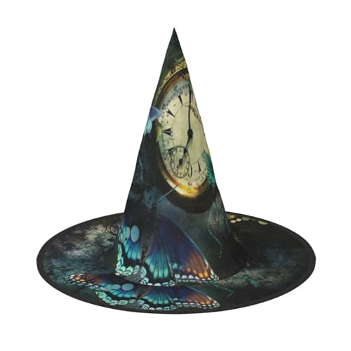 YHLKLWKSZC Halloween Kleine Hexenhüte für Frauen – Leichte Faltbare Uhr Schmetterling Druck Hexenhüte für Jungen Mädchen Halloween Hut Cosplay Party Dekorationen YHLKLWKSZC Halloween Kleine Hexenhüte für Frauen – Leichte Faltbare Uhr Schmetterling Druck Hexenhüte für Jungen Mädchen Halloween Hut Cosplay Party Dekorationen von YHLKLWKSZC
