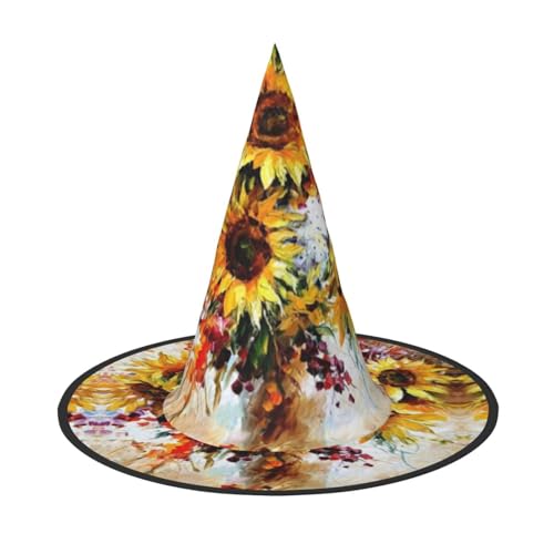 YHLKLWKSZC Halloween Kleine Hexenhüte für Frauen – Leichtes, faltbares Ölgemälde Sonnenblumendruck Hexenhüte für Jungen Mädchen Halloween Hut Cosplay Party Dekorationen YHLKLWKSZC Halloween Kleine Hexenhüte für Frauen – Leichtes, faltbares Ölgemälde Sonnenblumendruck Hexenhüte für Jungen Mädchen Halloween Hut Cosplay Party Dekorationen von YHLKLWKSZC