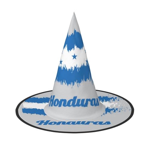 YHLKLWKSZC Halloween Kleine Hexenhüte für Frauen – leicht, faltbar, blaue Honduras-Flagge, Druck, Hexenhüte für Jungen und Mädchen, Halloween-Hut, Cosplay, Party-Dekorationen von YHLKLWKSZC