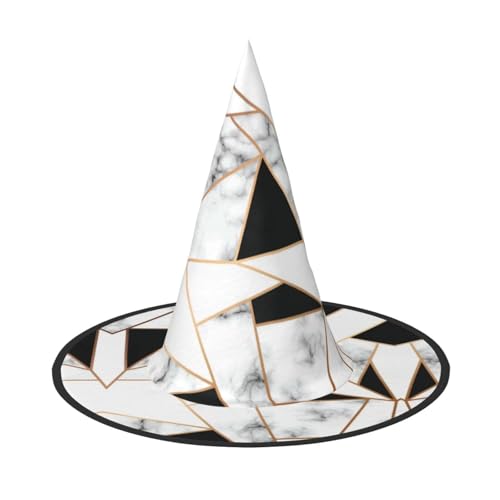 YHLKLWKSZC Halloween Kleine Hexenhüte für Frauen – leicht, faltbar, schwarz und weiß Marmor Textur Druck Hexenhüte für Jungen Mädchen Halloween Hut Cosplay Party Dekorationen von YHLKLWKSZC