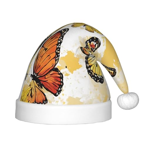 YHLKLWKSZC Handgezeichnete farbige Schmetterlingsmütze, Weihnachtsmannmütze, Weihnachtsmannmütze, weich und bequem, 1 Stück von YHLKLWKSZC