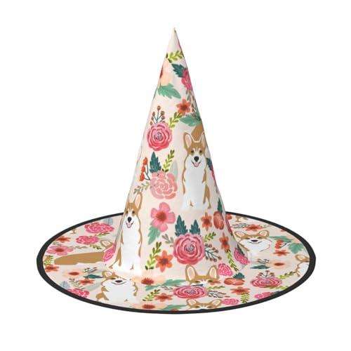 YHLKLWKSZC Kleine Halloween-Hexenhüte für Frauen – leicht, faltbar, Corgi, Blumendruck, Hexenhüte für Jungen und Mädchen, Halloween-Hut, Cosplay, Party-Dekorationen YHLKLWKSZC Kleine Halloween-Hexenhüte für Frauen – leicht, faltbar, Corgi, Blumendruck, Hexenhüte für Jungen und Mädchen, Halloween-Hut, Cosplay, Party-Dekorationen von YHLKLWKSZC