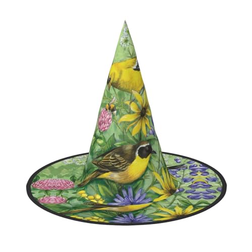 YHLKLWKSZC Kleine Halloween-Hexenhüte für Frauen – leicht, faltbar, amerikanischer Goldfink-Druck, Hexenhüte für Jungen und Mädchen, Halloween-Hut, Cosplay, Party-Dekorationen von YHLKLWKSZC