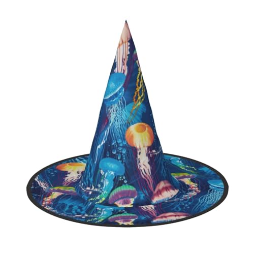 YHLKLWKSZC Kleine Halloween-Hexenhüte für Frauen – leicht, faltbar, farbiger Quallen-Druck, Hexenhüte für Jungen und Mädchen, Halloween-Hut, Cosplay, Party-Dekorationen YHLKLWKSZC Kleine Halloween-Hexenhüte für Frauen – leicht, faltbar, farbiger Quallen-Druck, Hexenhüte für Jungen und Mädchen, Halloween-Hut, Cosplay, Party-Dekorationen von YHLKLWKSZC