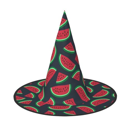 YHLKLWKSZC Kleine Halloween-Hexenhüte für Frauen – leicht, faltbar, roter Wassermelonen-Druck, Hexenhüte für Jungen und Mädchen, Halloween-Hut, Cosplay, Party-Dekorationen von YHLKLWKSZC