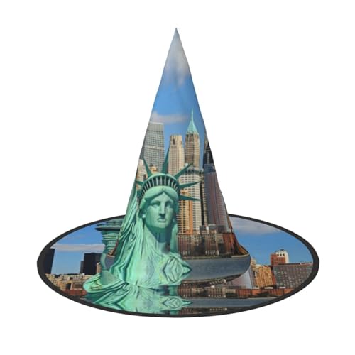 YHLKLWKSZC Kleine Halloween-Hexenhüte für Frauen – leichte, faltbare Freiheitsstatue in NYC-Druck, Hexenhüte für Jungen und Mädchen, Halloween-Hut, Cosplay, Party-Dekorationen von YHLKLWKSZC