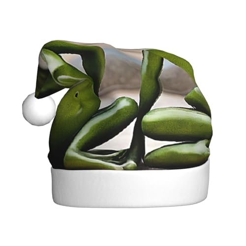 YHLKLWKSZC Lustige grüne Frösche bedruckte Weihnachtsmütze, Weihnachtsmannmütze für Erwachsene, Unisex, Urlaubs-Weihnachtsmütze von YHLKLWKSZC
