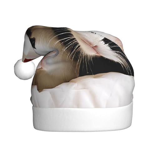 YHLKLWKSZC Niedliche Meerschweinchen-bedruckte Weihnachtsmütze, Weihnachtsmannmütze für Erwachsene, Unisex, Urlaubs-Weihnachtsmütze von YHLKLWKSZC