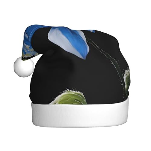YHLKLWKSZC Schöne Blumen bedruckte Weihnachtsmütze Nikolausmütze für Erwachsene Unisex Urlaub Weihnachtsmütze von YHLKLWKSZC