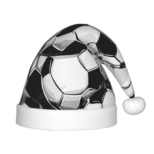 YHLKLWKSZC Weihnachtsmütze, Motiv: Fußball-Meer, bedruckt, Weihnachtsmannmütze, weich und bequem, 1 Stück von YHLKLWKSZC