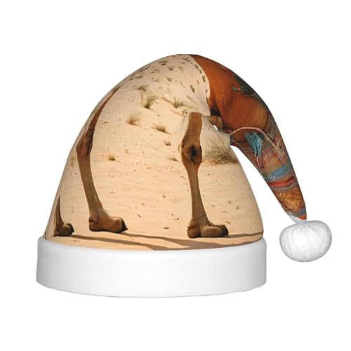 YHLKLWKSZC Weihnachtsmütze, Motiv: Wüstensand, Kamel, bedruckt, Weihnachtsmannmütze, weich und bequem, 1 Stück von YHLKLWKSZC