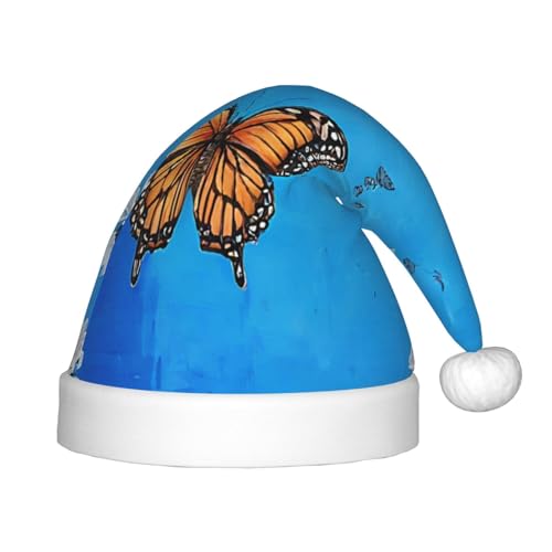 YHLKLWKSZC Weihnachtsmütze, Motiv: blaue Libelle, bedruckt, Weihnachtsmannmütze, Weihnachtsmannmütze, weich und bequem, 1 Stück von YHLKLWKSZC