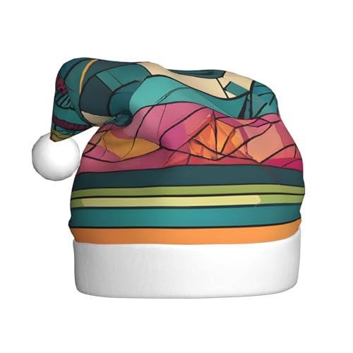 YHLKLWKSZC Weihnachtsmütze, ethnisch, geometrisch, bedruckt, Weihnachtsmannmütze, für Erwachsene, Unisex, Urlaub von YHLKLWKSZC