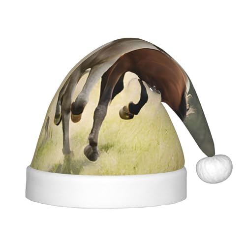 YHLKLWKSZC Weihnachtsmütze, verschiedene Arten von Pferden, bedruckt, Weihnachtsmannmütze, Weihnachtsmannmütze, weich und bequem, 1 Stück von YHLKLWKSZC