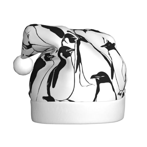 YHLKLWKSZC Weihnachtsmütze mit Baby-Pinguin-Skizze bedruckt, Weihnachtsmannmütze für Erwachsene, Unisex, Urlaub von YHLKLWKSZC