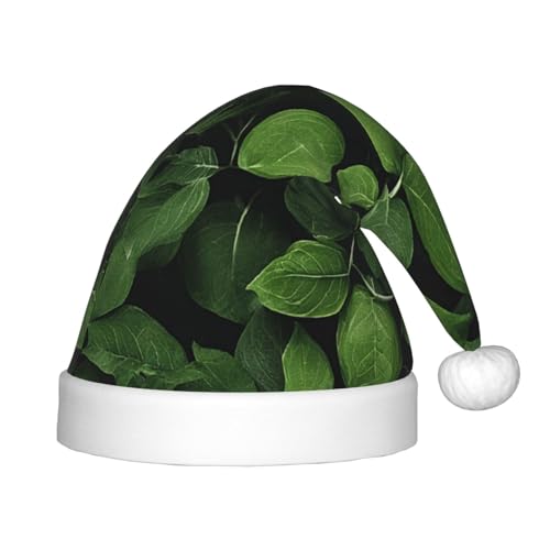 YHLKLWKSZC Weihnachtsmütze mit Blättern, bedruckt, Weihnachtsmannmütze, Weihnachtsmannmütze, weich und bequem, 1 Stück von YHLKLWKSZC