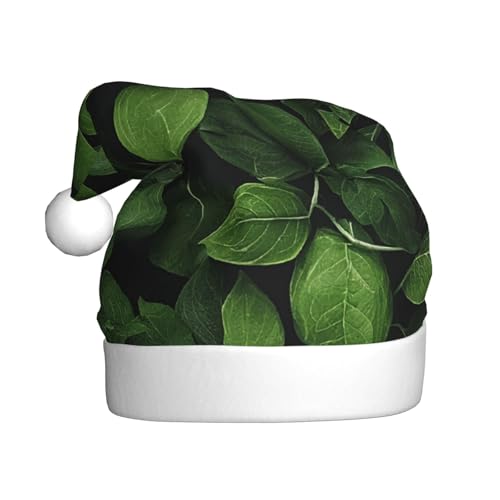 YHLKLWKSZC Weihnachtsmütze mit Blättern zum St. Patrick's Day, bedruckt, Weihnachtsmannmütze für Erwachsene, Unisex, Urlaub von YHLKLWKSZC