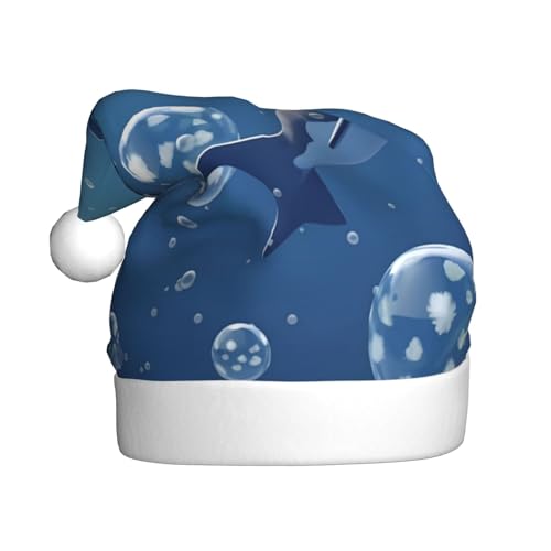 YHLKLWKSZC Weihnachtsmütze mit Delfinkugeln, bedruckt, Weihnachtsmannmütze für Erwachsene, Unisex, Urlaubskappe von YHLKLWKSZC