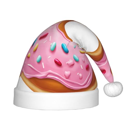 YHLKLWKSZC Weihnachtsmütze mit Donut-Druck, bedruckt, Weihnachtsmannmütze, weich und bequem, 1 Stück von YHLKLWKSZC
