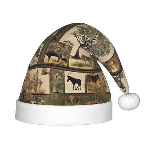 YHLKLWKSZC Weihnachtsmütze mit Elchbär, Hirsch, bedruckt, Weihnachtsmannmütze, Weihnachtsmannmütze, weich und bequem, 1 Stück von YHLKLWKSZC