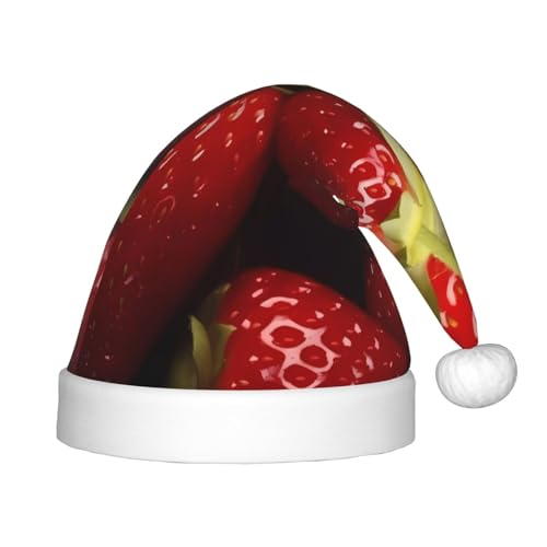 YHLKLWKSZC Weihnachtsmütze mit Erdbeermotiv, Weihnachtsmannmütze, weich und bequem, 1 Stück von YHLKLWKSZC