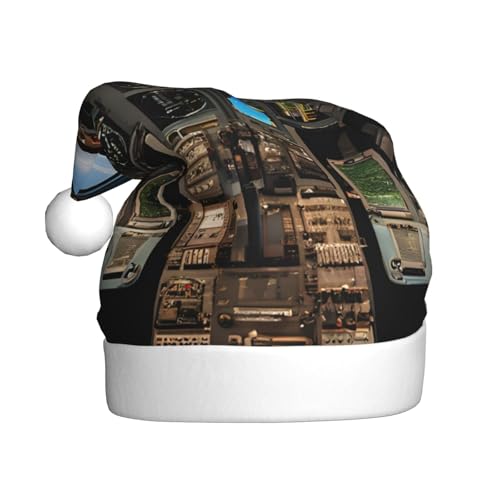 YHLKLWKSZC Weihnachtsmütze mit Flugzeug-Cockpit, bedruckt, Weihnachtsmannmütze für Erwachsene, Unisex, Urlaub von YHLKLWKSZC