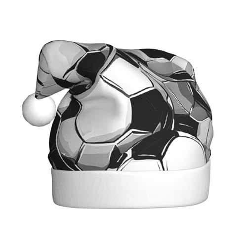 YHLKLWKSZC Weihnachtsmütze mit Fußball-Meeresmotiv, Weihnachtsmannmütze für Erwachsene, Unisex, Urlaubsmütze von YHLKLWKSZC