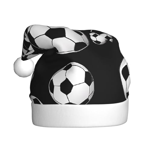 YHLKLWKSZC Weihnachtsmütze mit Fußball-Motiv, schwarz, bedruckt, für Erwachsene, Unisex, für den Urlaub von YHLKLWKSZC